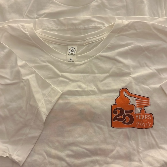 ** White Short Sleeve Soft T-Shirt - Branded 25 Years Tito's Vodka - Picture 2 of 4